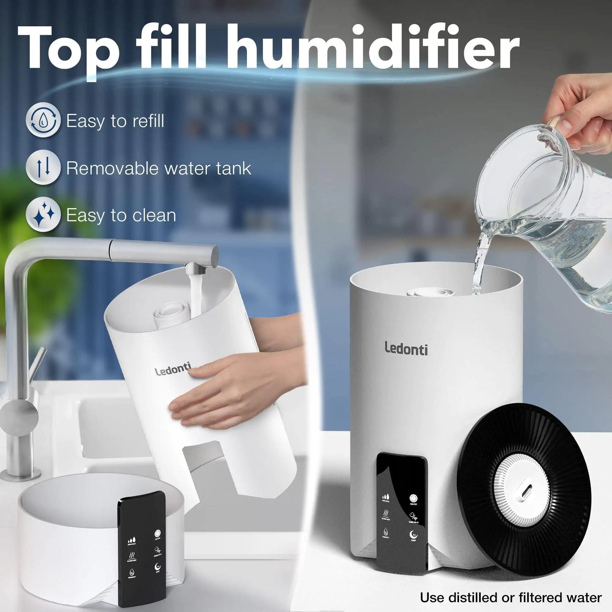 LunaMist™ Smart Wi-Fi Humidifier (4L, Dual Mist)